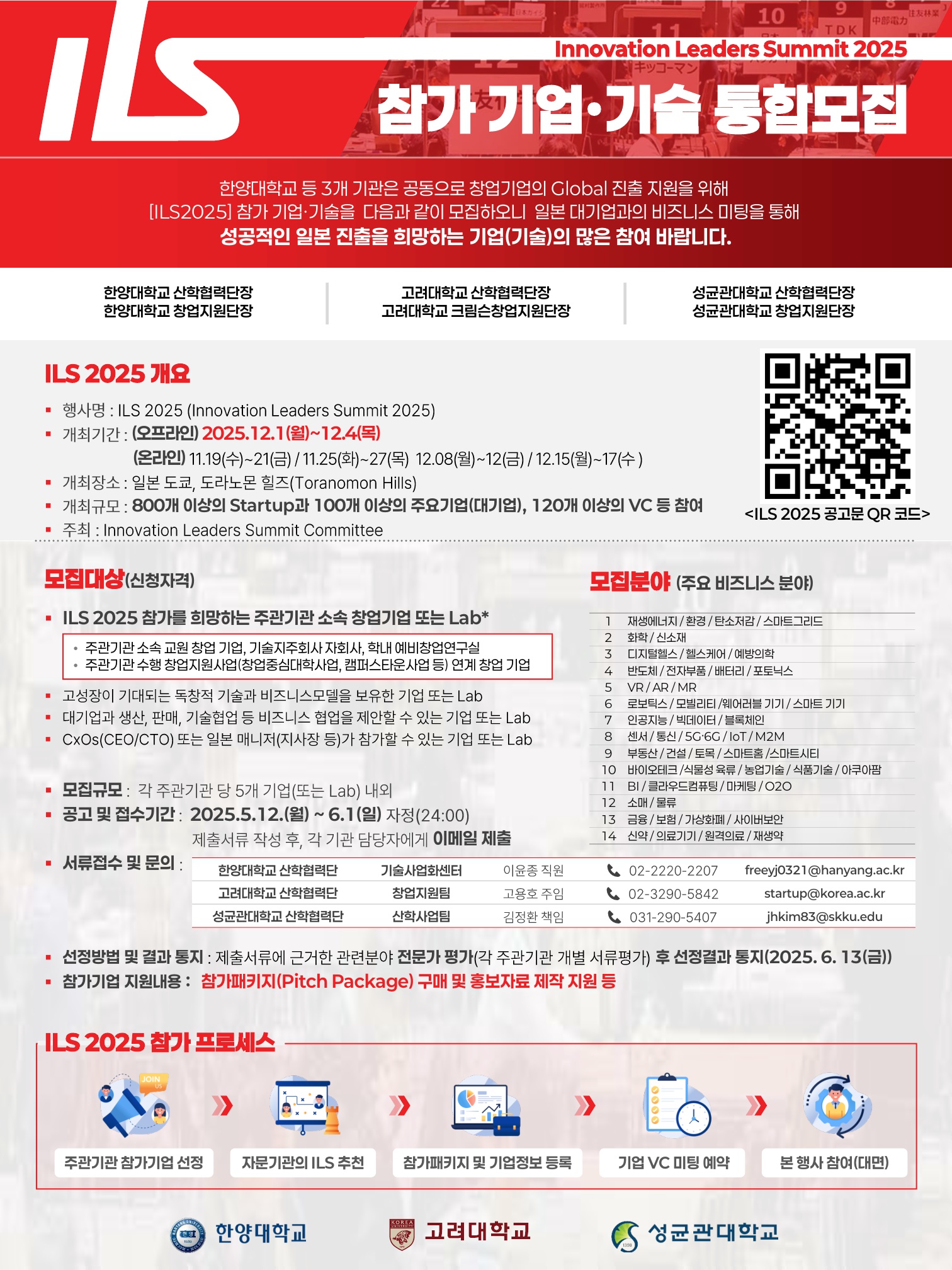 일본 ILS 2025 참가 기업,기술 통합모집 공고